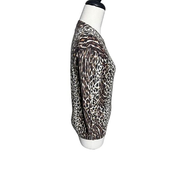 J. Crew 3/4 Sleeve Animal Print Wool Sweater Leopard Print - Picture 2 of 4